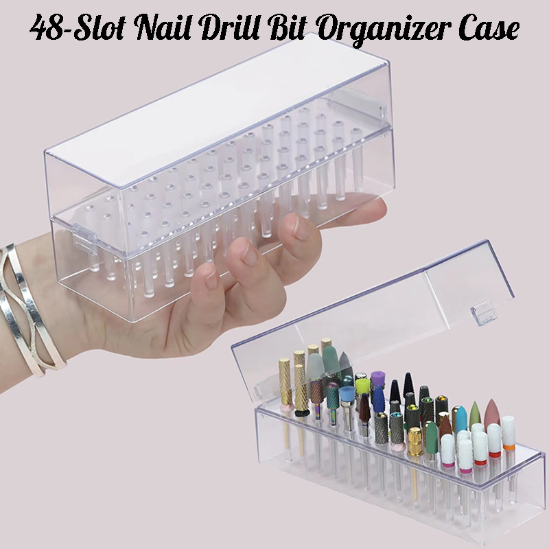 Power Tools Holder - 48 Holes Clear Nail Drill Bits