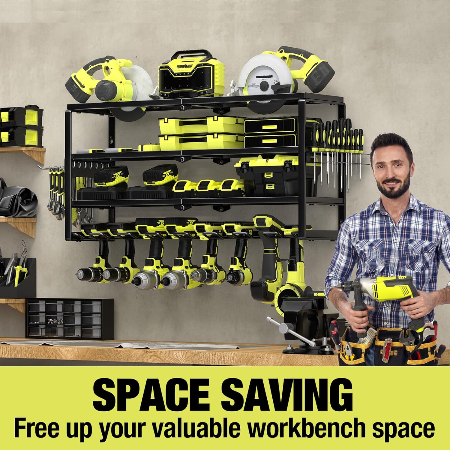 4 Layer Wall Mount Power Tool  - đánh giá và giá Power Tools Holder