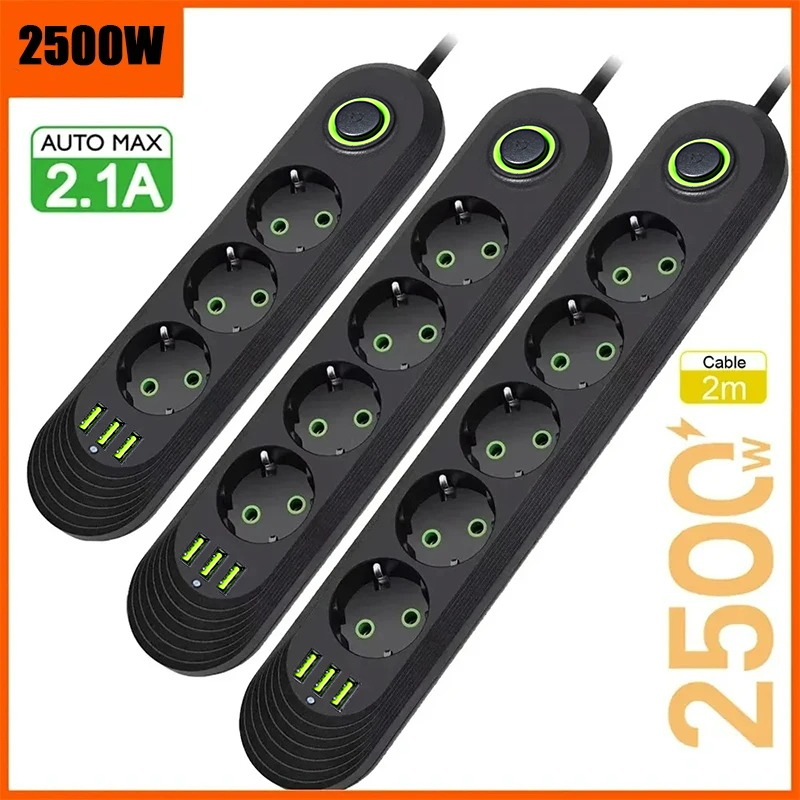 EU Plug AC Outlet 2500W Multip - đánh giá và giá Power Tools Extension