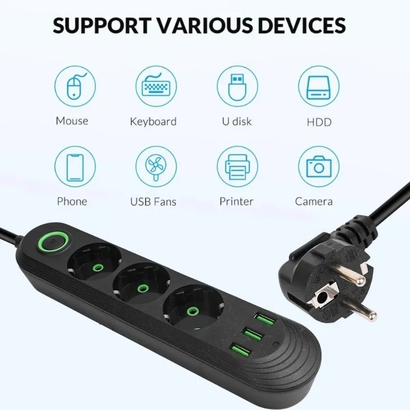 EU Plug AC Outlet 2500W Multip - đánh giá và giá Power Tools Extension