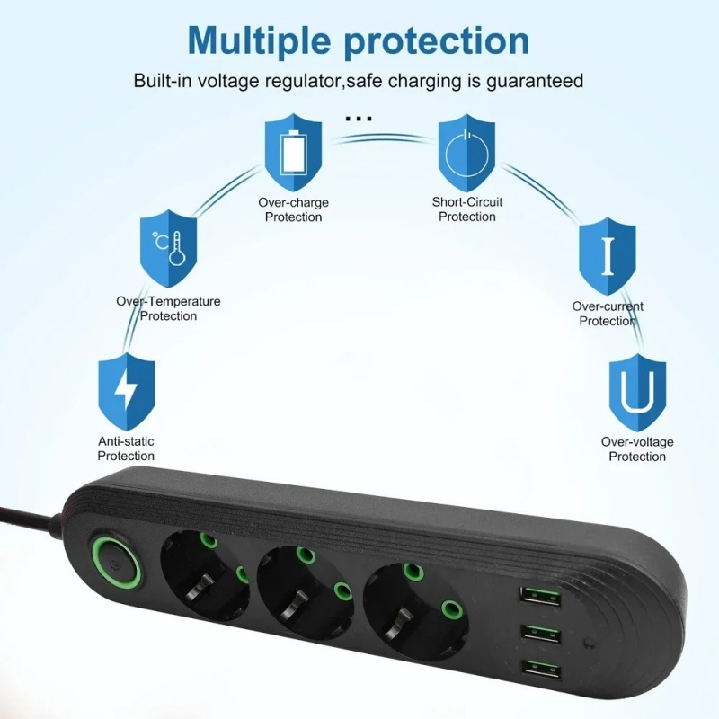 EU Plug AC Outlet 2500W Multip - đánh giá và giá Power Tools Extension