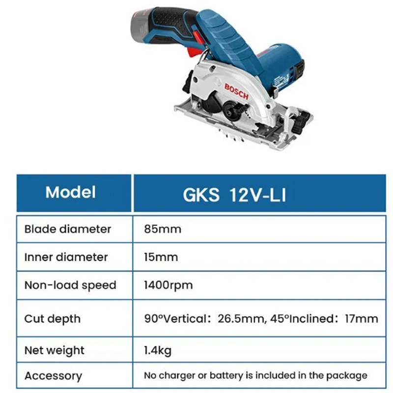 BOSCH GKS 12V-LI Electric Circ - đánh giá và giá Circular Saw Cordless